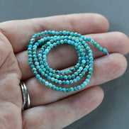 2.5mm Arizona Turquoise Beads – Tiny Faceted Round Natural Gemstone 15