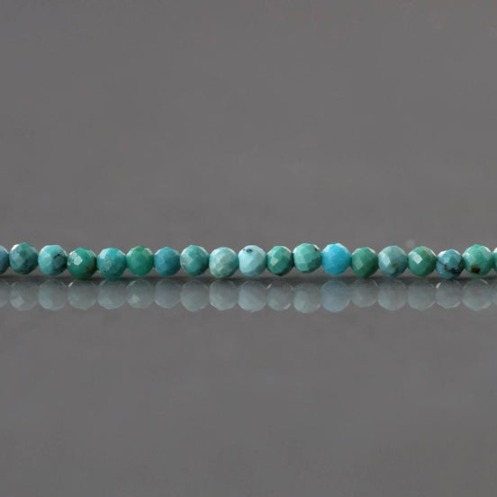2.5mm Arizona Turquoise Beads – Tiny Faceted Round Natural Gemstone 15" Strand