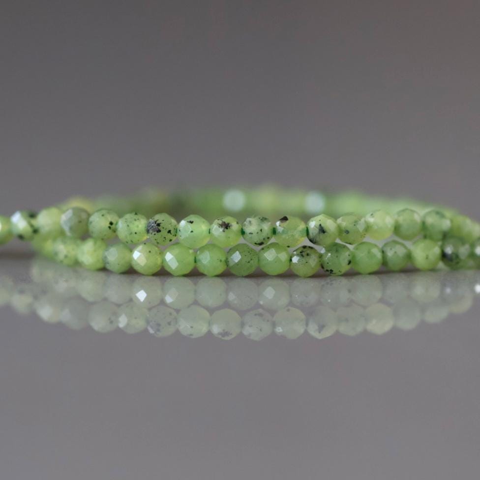 2.5mm Canadian Jade Beads ‚Äì Tiny Smooth Round Natural Gemstone 15" Strand