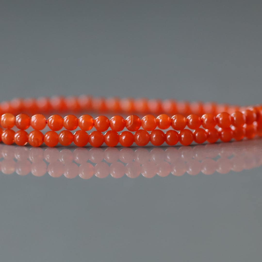 2.5mm Carnelian Beads – Tiny Smooth Round Natural Gemstone 15" Strand