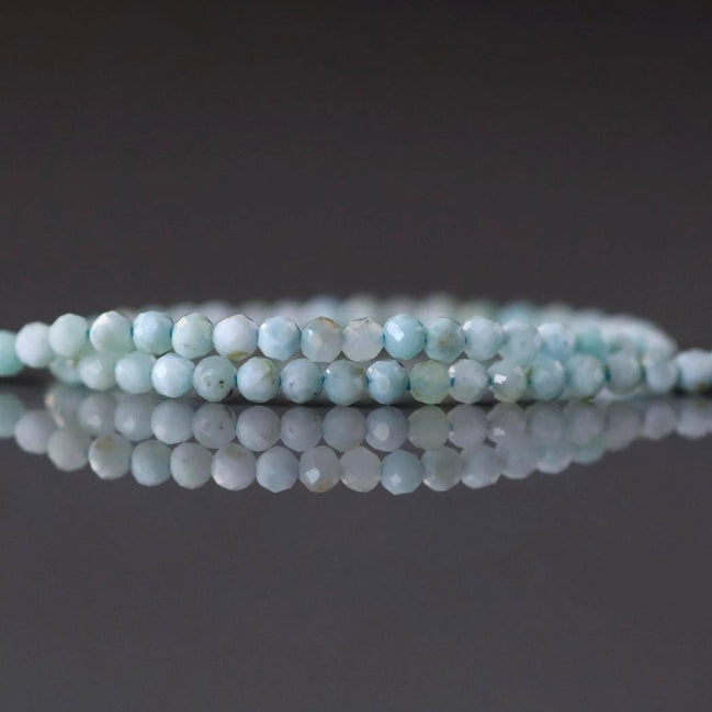 2.5mm Larimar Faceted Beads 15" 2mm Dominican Larimar Genuine Gemstone Beads for Jewelry Making Beading Craft Gift Beads Pale Blue Spacers