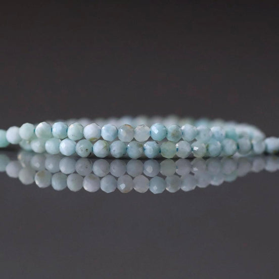 2.5mm Larimar Faceted Beads 15" 2mm Dominican Larimar Genuine Gemstone Beads for Jewelry Making Beading Craft Gift Beads Pale Blue Spacers