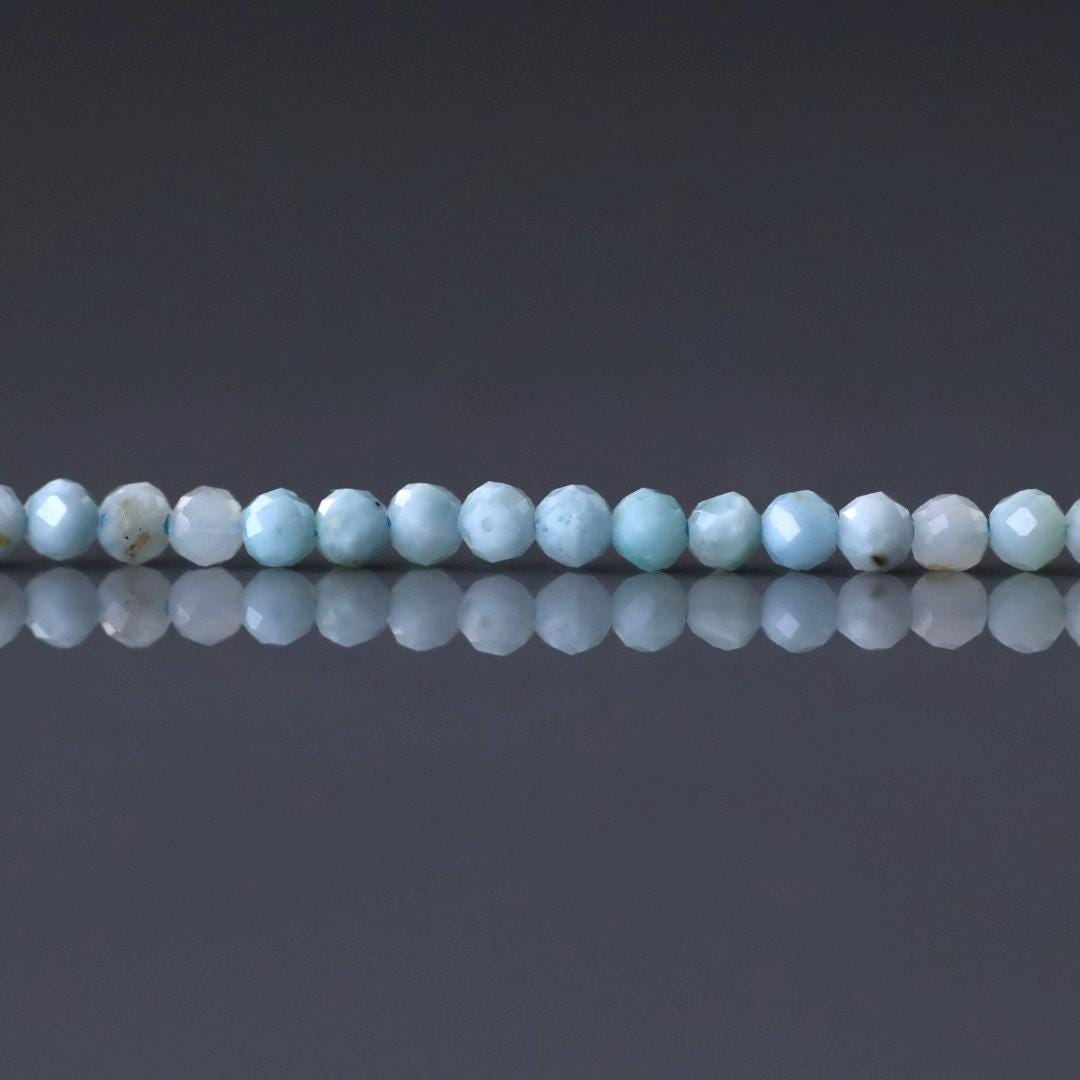 2.5mm Larimar Faceted Beads 15" 2mm Dominican Larimar Genuine Gemstone Beads for Jewelry Making Beading Craft Gift Beads Pale Blue Spacers