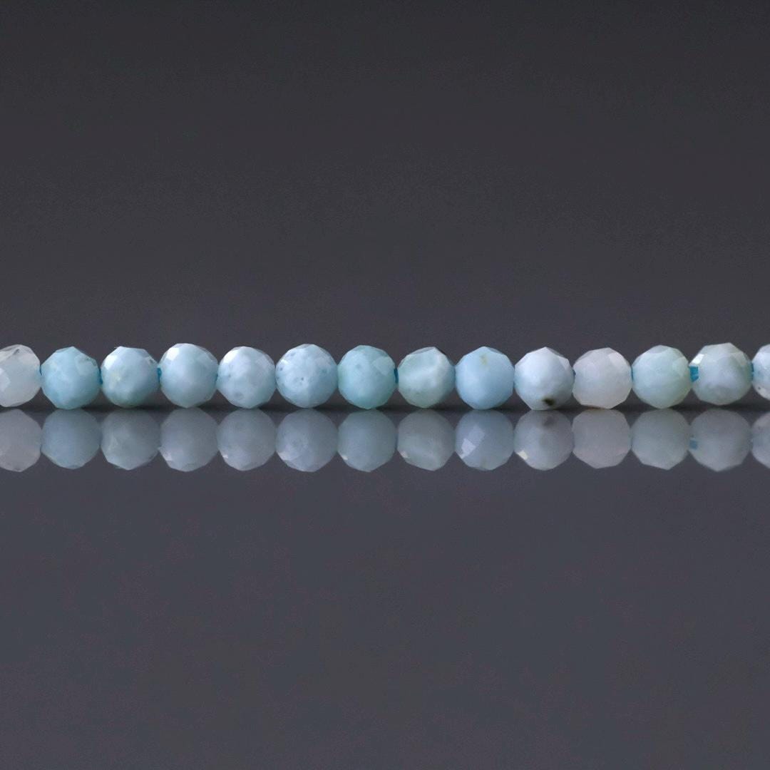 2.5mm Larimar Faceted Beads 15" 2mm Dominican Larimar Genuine Gemstone Beads for Jewelry Making Beading Craft Gift Beads Pale Blue Spacers