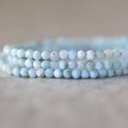 2.5mm Dominican Larimar Beads - Tiny Faceted Round Natural Gemstone 15