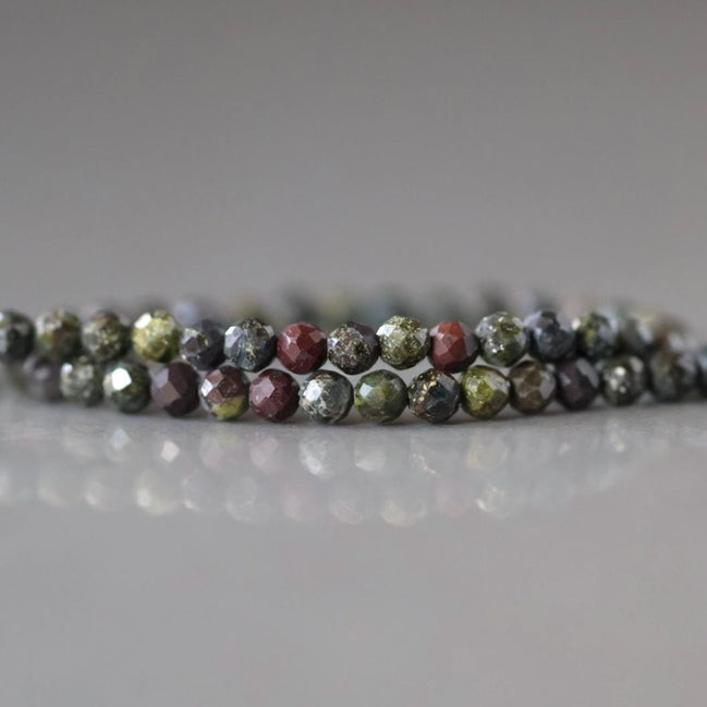 2.5mm Dragon Bloodstone Beads Faceted Genuine Dragon Blood Jasper Beads 15" Gemstone Beads for DIY Jewelry Making Gift for Crafter