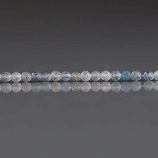 2.5mm Dumortierite In Quartz Beads – Tiny Faceted Round Natural Gemstone 15" Strand