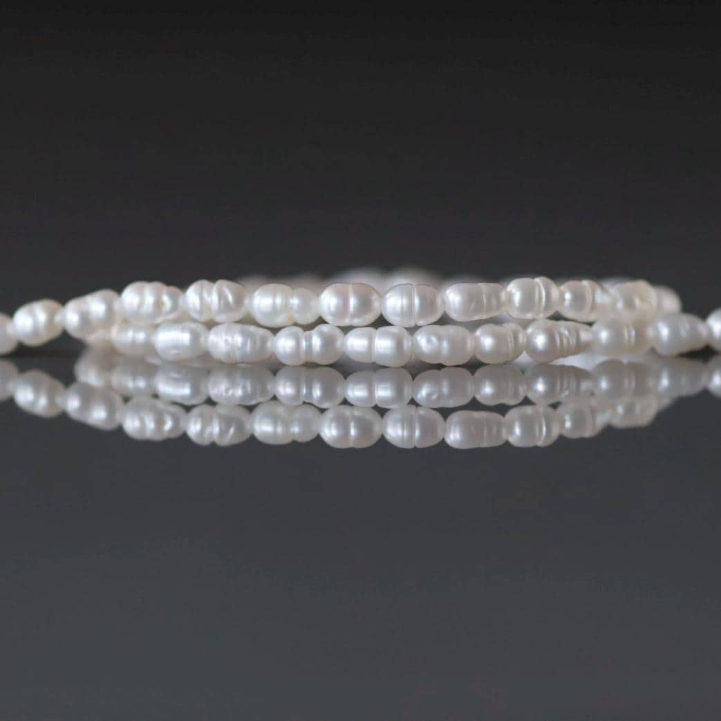 2.5mm Tiny Freshwater Pearl Beads Rice Shape Pearls White Baroque 13" Beads Beading Crafter Gift June Birthstone DIY Jewelry