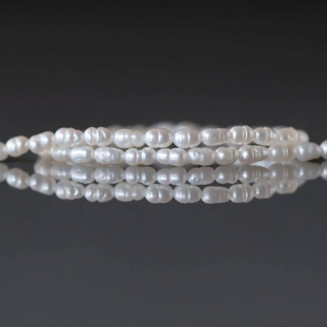 2.5mm Tiny Freshwater Pearl Beads Rice Shape Pearls White Baroque 13" Beads Beading Crafter Gift June Birthstone DIY Jewelry