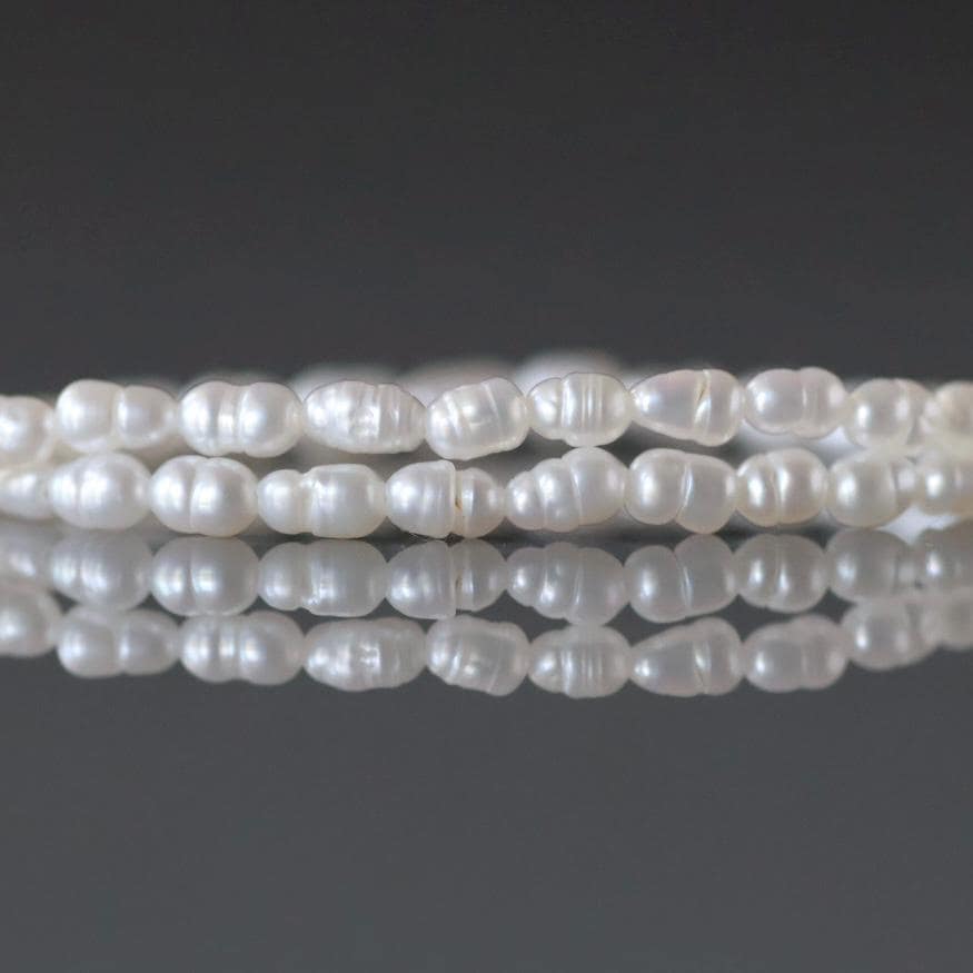 2.5mm Tiny Freshwater Pearl Beads Rice Shape Pearls White Baroque 13" Beads Beading Crafter Gift June Birthstone DIY Jewelry