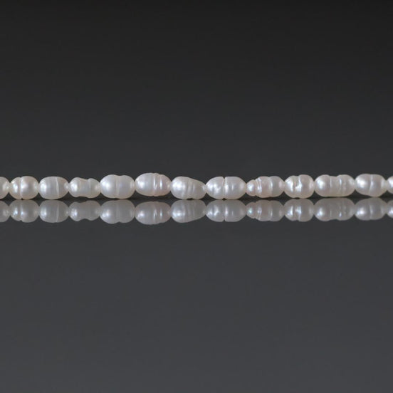 2.5mm Tiny Freshwater Pearl Beads Rice Shape Pearls White Baroque 13" Beads Beading Crafter Gift June Birthstone DIY Jewelry