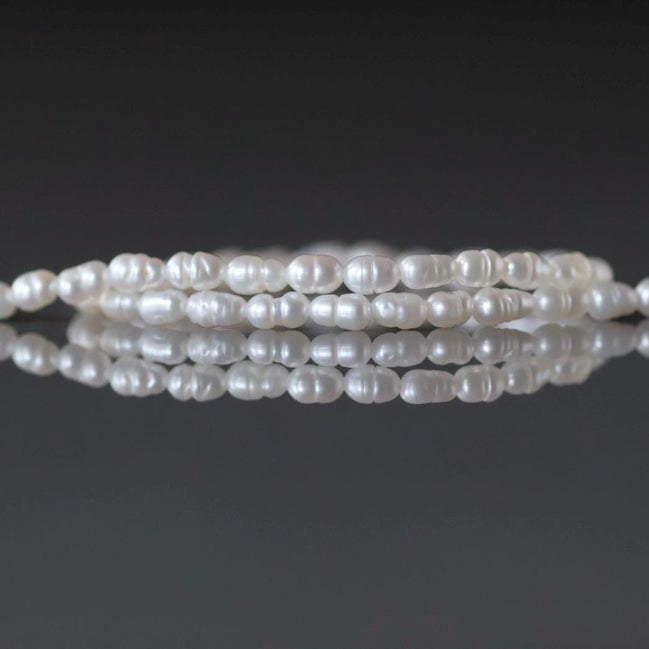 2.5mm Freshwater Pearl Beads - Tiny Rice Natural Pearl 13" Strand
