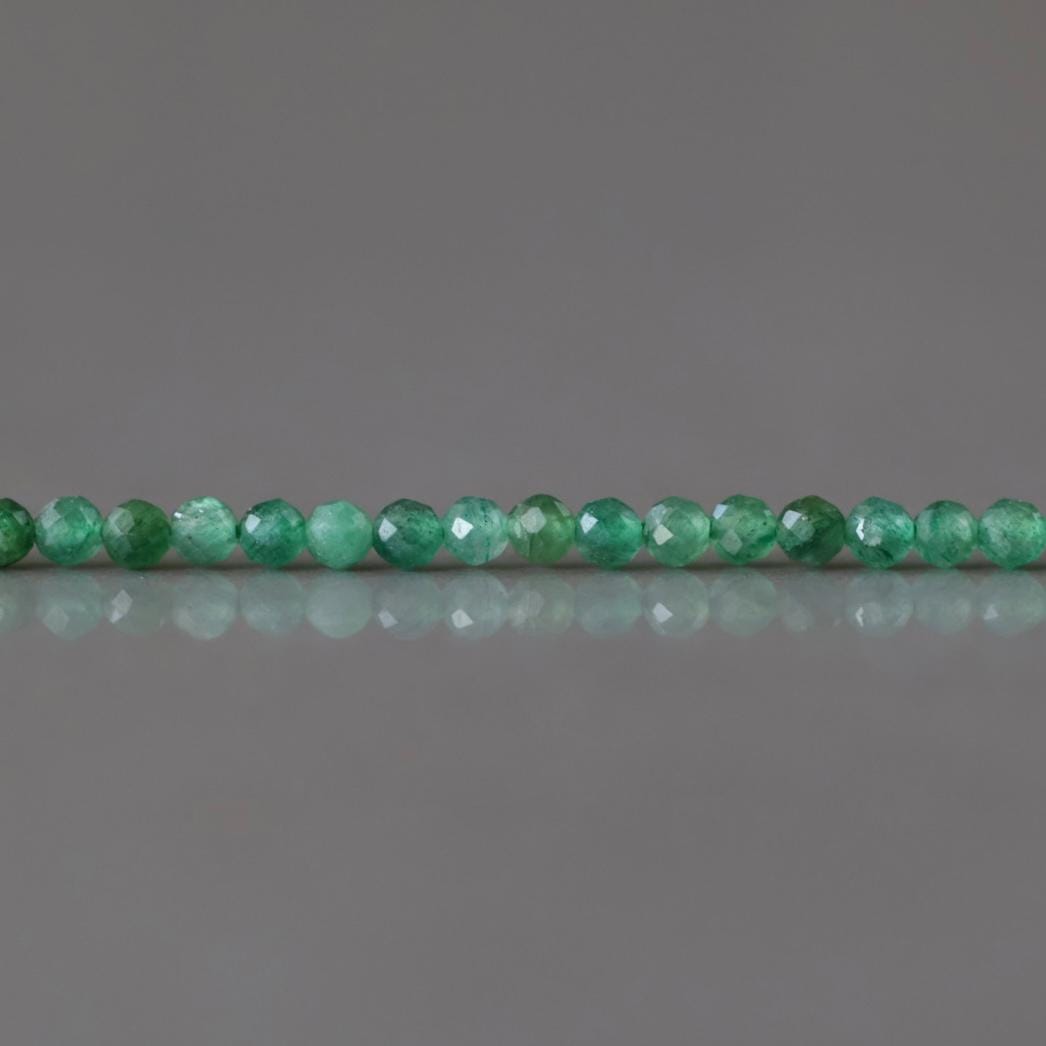 2.5mm Natural Fuchsite Micro Faceted Beads Genuine Small Emerald Green Beads 15” Gemstone Beads for Jewelry Making