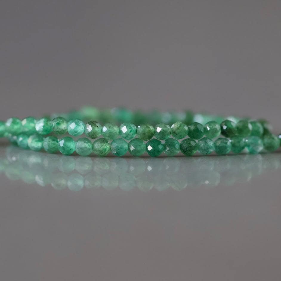 2.5mm Fuchsite Beads ‚Äì Tiny Faceted Round Natural Gemstone 15" Strand