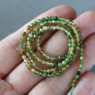 2.5mm Green Yellow Tourmaline Beads ‚Äì Tiny Faceted Round Natural Gemstone 15" Strand