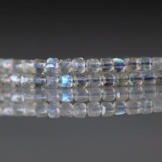 2.5mm AAA Labradorite Cube Beads Faceted Genuine Blue Flash Beads 15" Sparkly Gemstone Beads for DIY Jewelry Making Crafter Gift