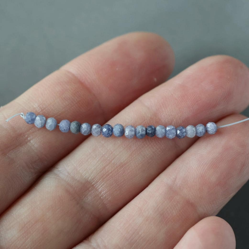 2.5mm Lavender Blue Sapphire Beads Rondelle 18 PCs Faceted Genuine Gemstone Beads Jewelry Making Beading Craft Gift September Birthstone