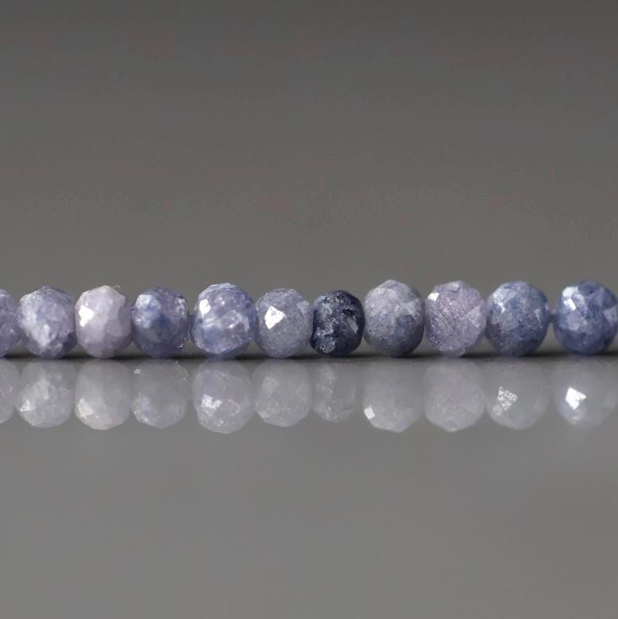 2.5mm Lavender Blue Sapphire Beads Rondelle 18 PCs Faceted Genuine Gemstone Beads Jewelry Making Beading Craft Gift September Birthstone
