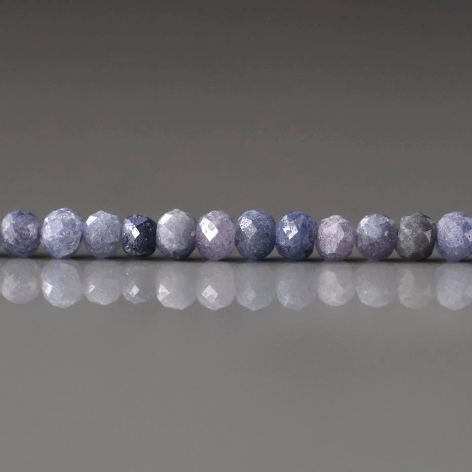 2.5mm Lavender Blue Sapphire Beads Rondelle 18 PCs Faceted Genuine Gemstone Beads Jewelry Making Beading Craft Gift September Birthstone