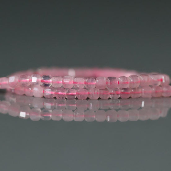 2.5mm AAA Madagascar Rose Quartz Cube Beads 7" Pale Pink Genuine Gemstone Beads for Jewelry Making Beading Craft Gift Beads