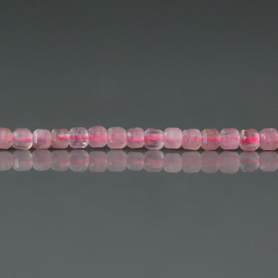 2.5mm Madagascar Rose Quartz Beads - Tiny Cube Natural Gemstone 7" Strand