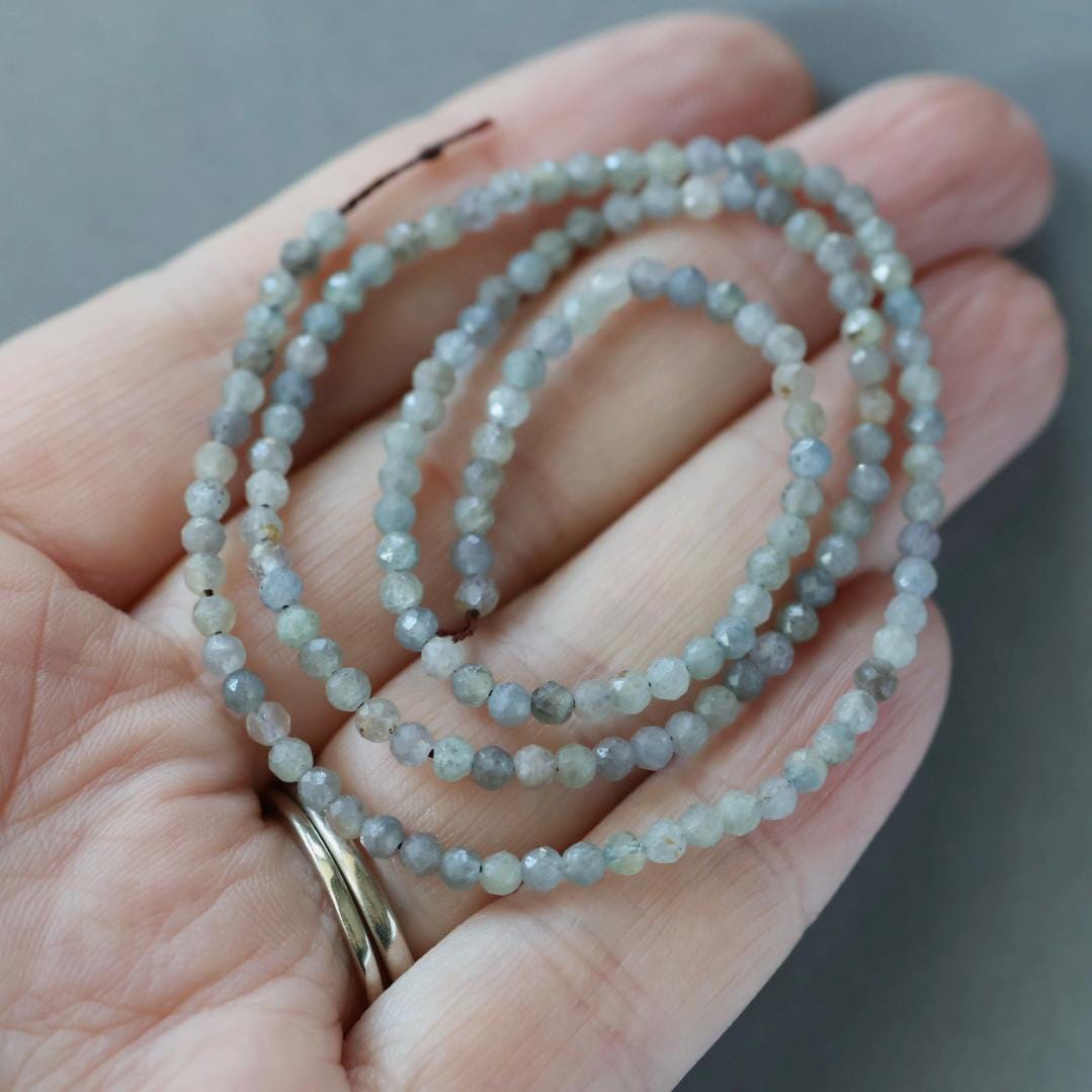 2.5mm Montana Sapphire Beads – Tiny Faceted Round Natural Gemstone 15" Strand