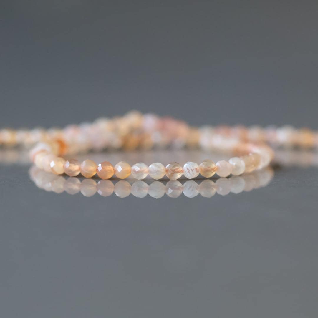 2.5mm Orange Botswana Agate Beads ‚Äì Tiny Faceted Round Natural Gemstone 15" Strand