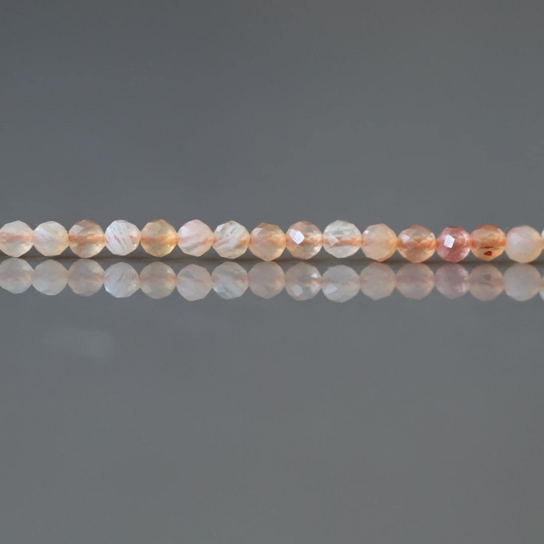 2.5mm Orange Botswana Agate Beads ‚Äì Tiny Faceted Round Natural Gemstone 15" Strand