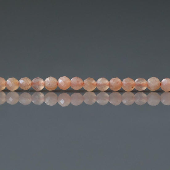 2.5mm Peach Moonstone Faceted Beads 15" Gemstone Beads Beading Crafter Gift June Birthstone DIY Jewelry