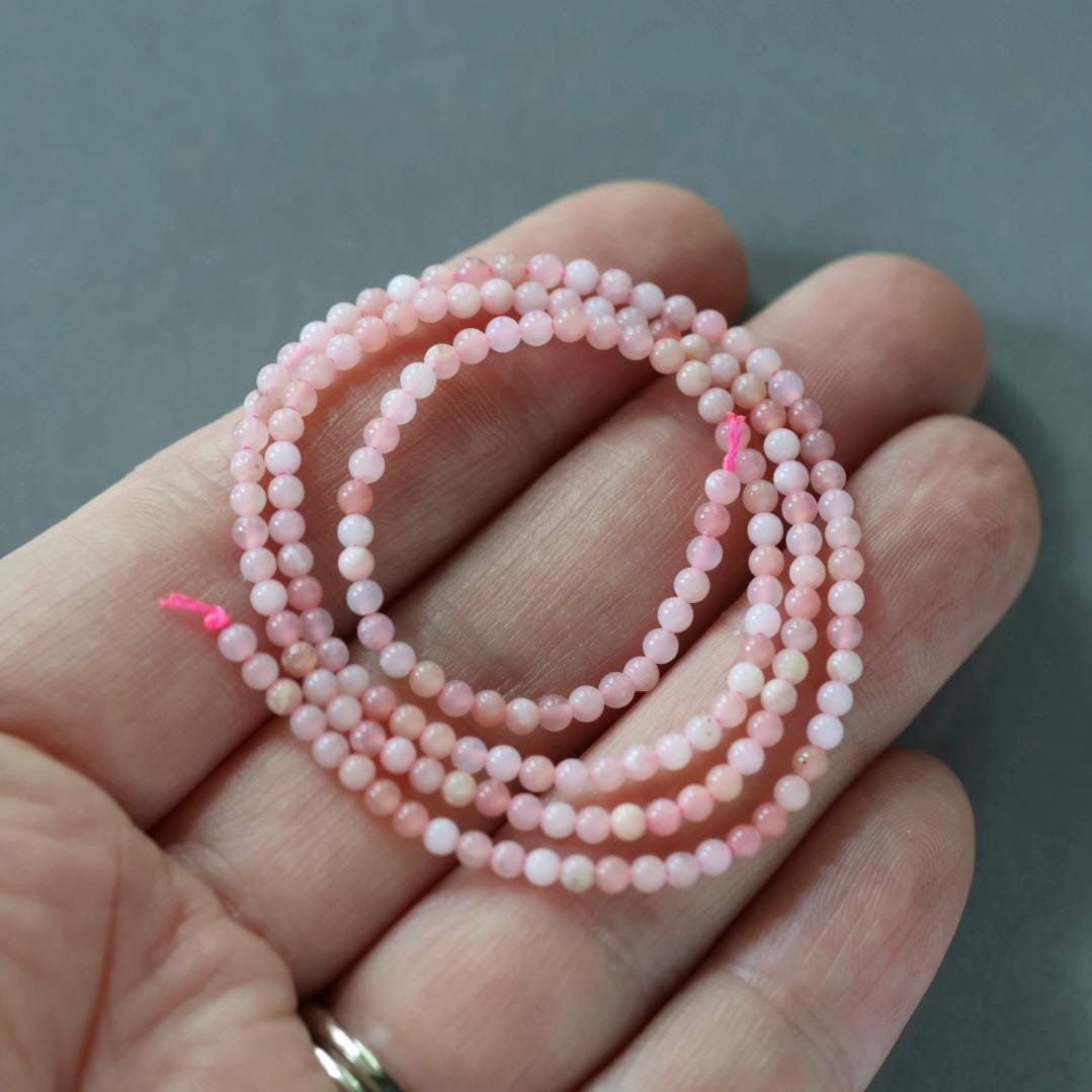 2.5mm Peruvian Pink Opal Beads - Round Smooth Natural Gemstone 15"