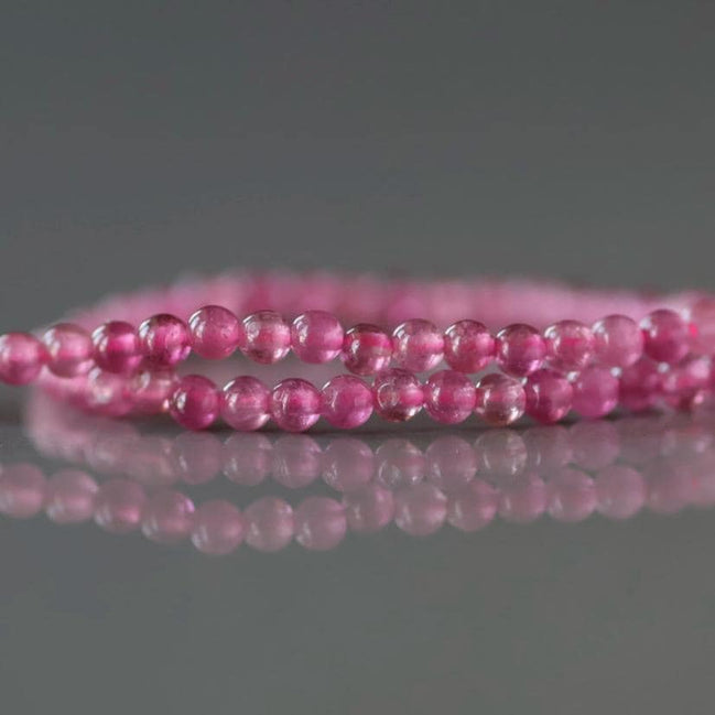 2.5mm Pink Tourmaline Smooth Beads 15" Transparent Gemstone Beads for Jewelry Making Beading Gift for Crafters October Birthstone