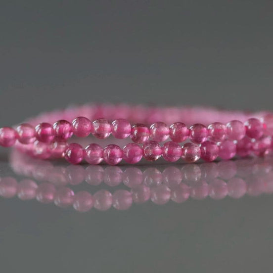 2.5mm Pink Tourmaline Smooth Beads 15" Transparent Gemstone Beads for Jewelry Making Beading Gift for Crafters October Birthstone