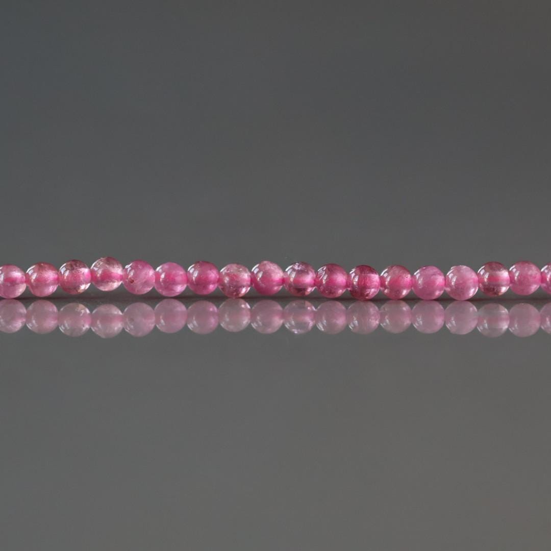 2.5mm Pink Tourmaline Beads – Tiny Smooth Round Natural Gemstone 15" Strand