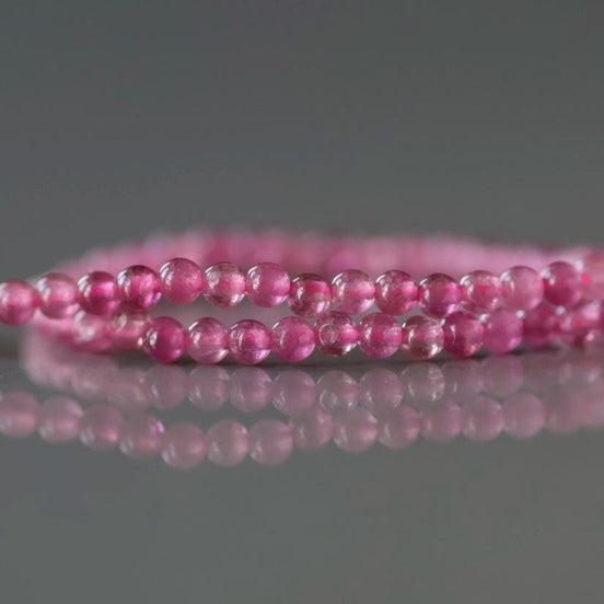 2.5mm Pink Tourmaline Beads – Tiny Smooth Round Natural Gemstone 15" Strand