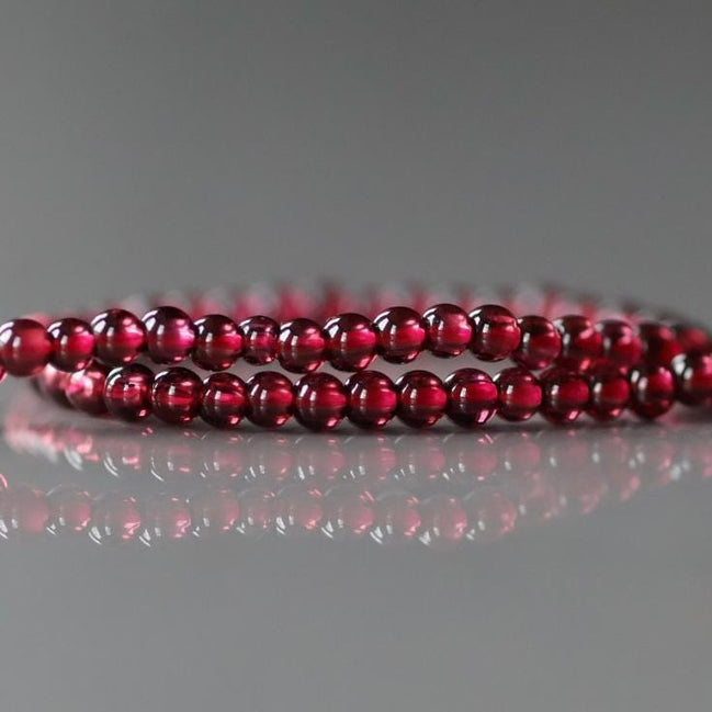 2.5mm Pyrope Garnet Beads – Tiny Smooth Round Natural Gemstone 15" Strand