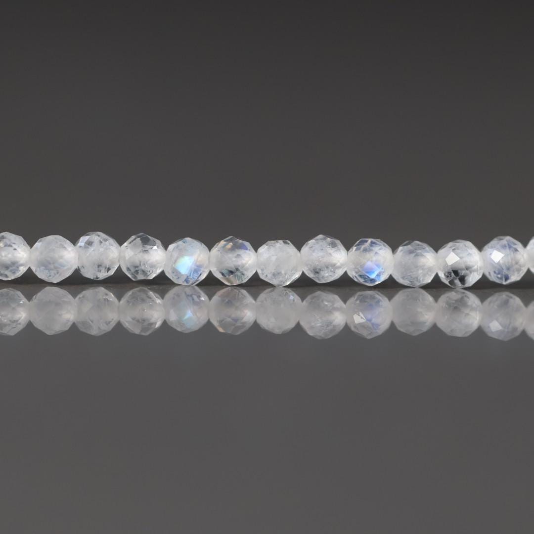2.5mm Rainbow Moonstone Beads - Tiny Faceted Round Natural Gemstone 12.5" Strand