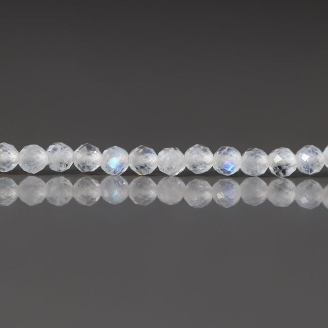 2.5mm Rainbow Moonstone Beads - Tiny Faceted Round Natural Gemstone 12.5" Strand