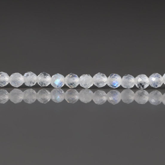 2.5mm Rainbow Moonstone Beads - Tiny Faceted Round Natural Gemstone 12.5" Strand