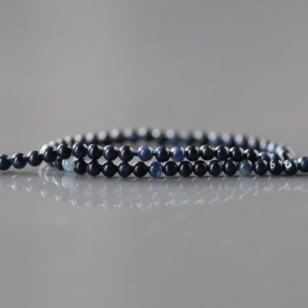 2.5mm Raw Sapphire Beads – Tiny Smooth Round Natural Gemstone 15" Strand