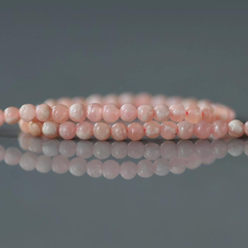 2.5mm Rhodochrosite Beads ‚Äì Tiny Smooth Round Natural Gemstone 15" Strand
