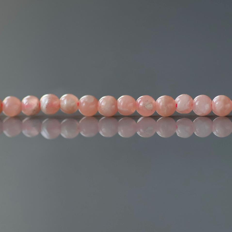 2.5mm Rhodochrosite Beads ‚Äì Tiny Smooth Round Natural Gemstone 15" Strand