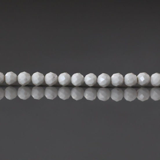 2.5mm White Fossil Jasper Beads Micro Faceted Genuine Small White Jasper Beads 15" Gemstone Beads for Jewelry Making Beading Gift Crafter