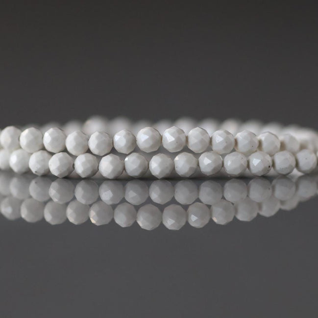 2.5mm White Fossil Jasper Beads Micro Faceted Genuine Small White Jasper Beads 15" Gemstone Beads for Jewelry Making Beading Gift Crafter