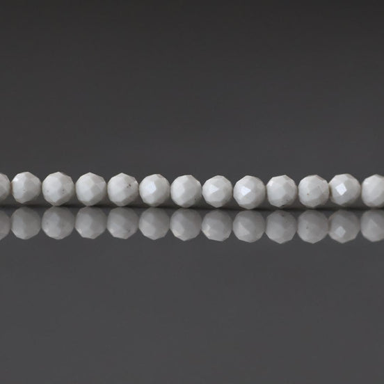 2.5mm Riverstone White Fossil Jasper Beads - Tiny Faceted Round Natural Gemstone 15" Strand