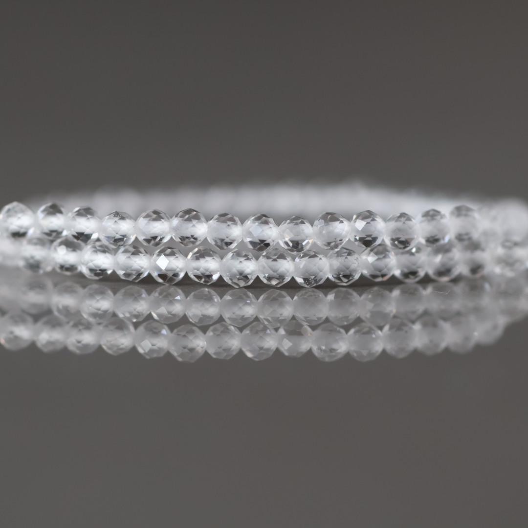 2.5mm AAA Rock Quartz Faceted Beads 12.5" Clear Crystal Quartz Genuine Gemstone Beads for Jewelry Making Beading Craft Gift April Birthstone