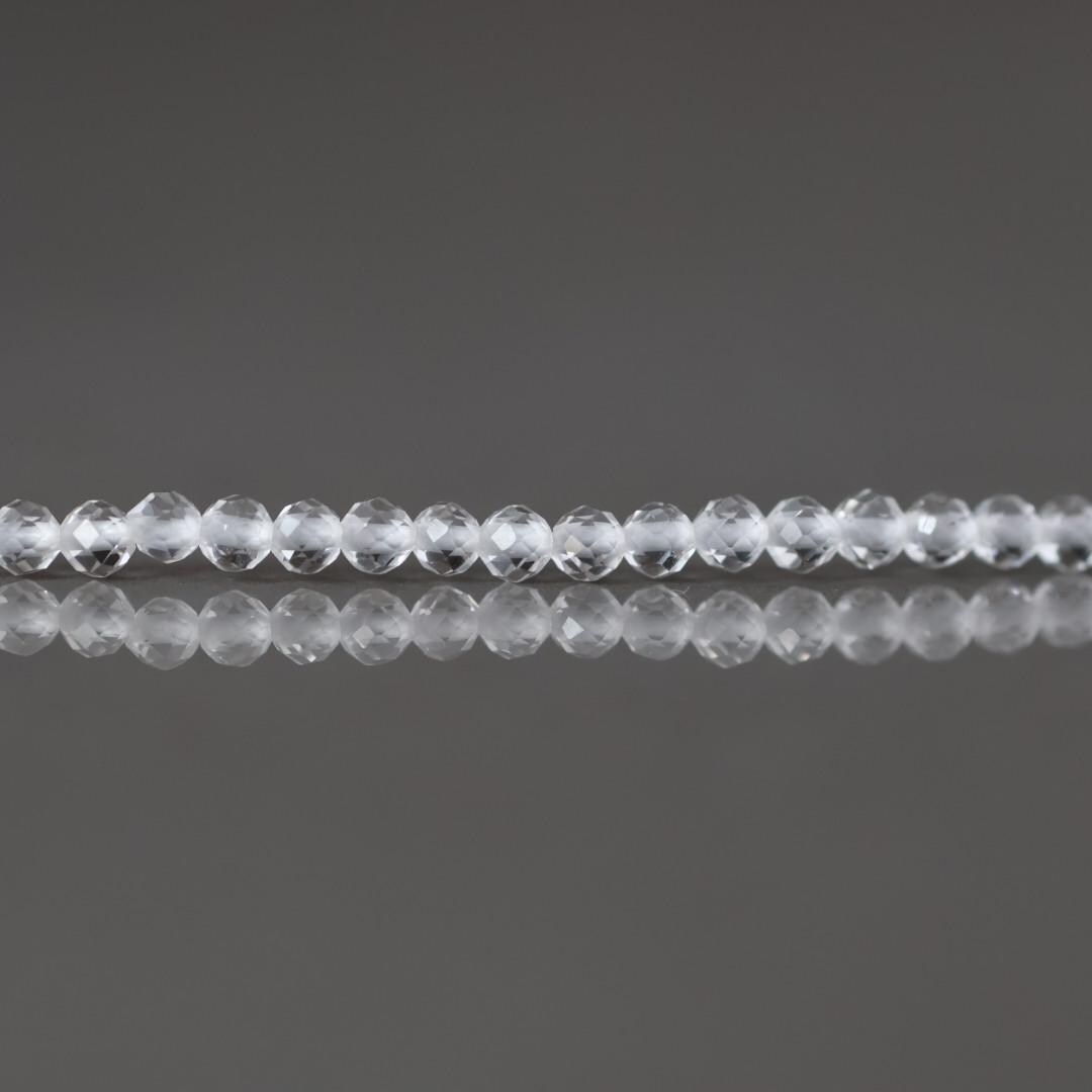 2.5mm Rock Quartz Beads – Tiny Faceted Round Natural Gemstone 12.5" Strand