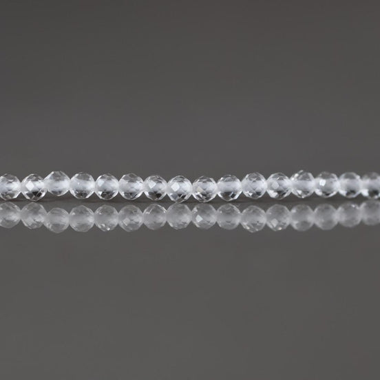 2.5mm Rock Quartz Beads – Tiny Faceted Round Natural Gemstone 12.5" Strand