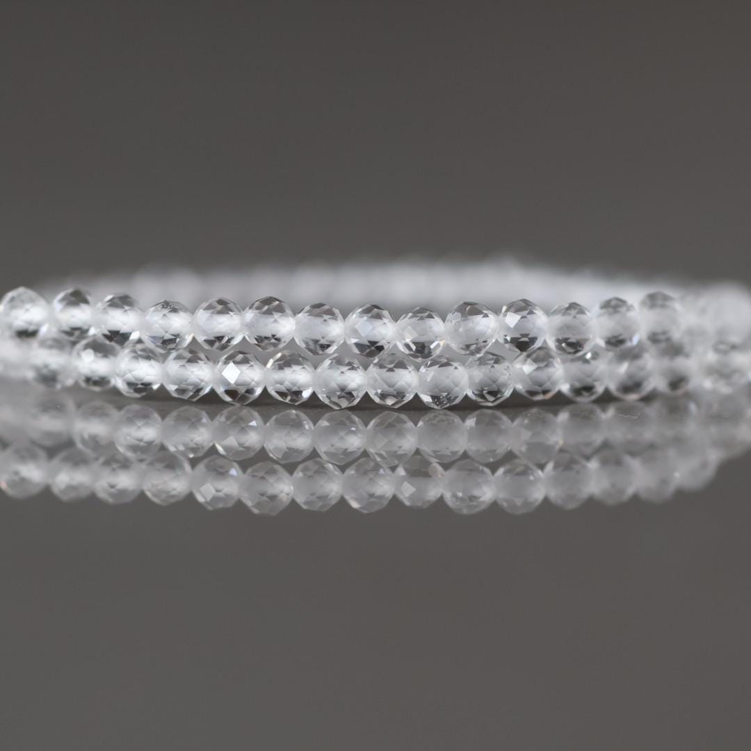 2.5mm Rock Quartz Beads – Tiny Faceted Round Natural Gemstone 12.5" Strand