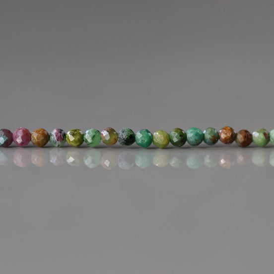 2.5mm African Ruby in Fuchsite Micro Faceted Beads 15" Multi Color Genuine Gemstone Tiny Small Beads for Jewelry Making Beading Craft Gift