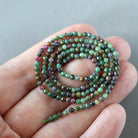 2.5mm Ruby in Fuchsite Beads ‚Äì Tiny Faceted Round Natural Gemstone 15" Strand